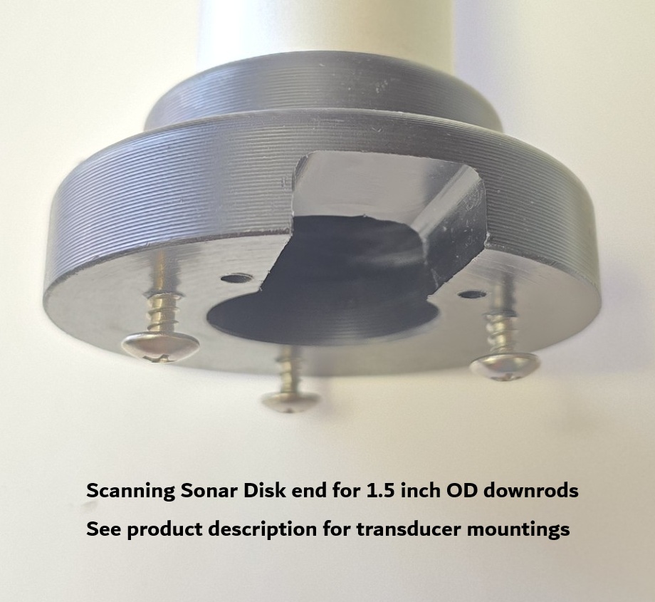 Scanning Sonar Downrod End for 1.5 inch od downrod supporting Lowrance and Garmin Transducers